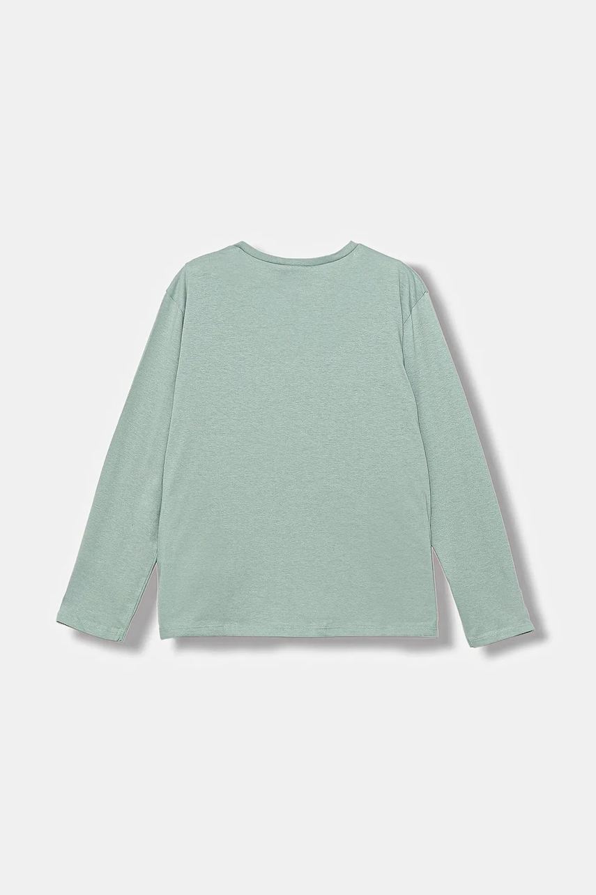 Хлопковый детский лонгслив United Colors of Benetton цвет бирюзовый 35RYC10Q7 Хлопковый детский лонгслив United Colors of Benetton цвет бирюзовый 35RYC10Q7