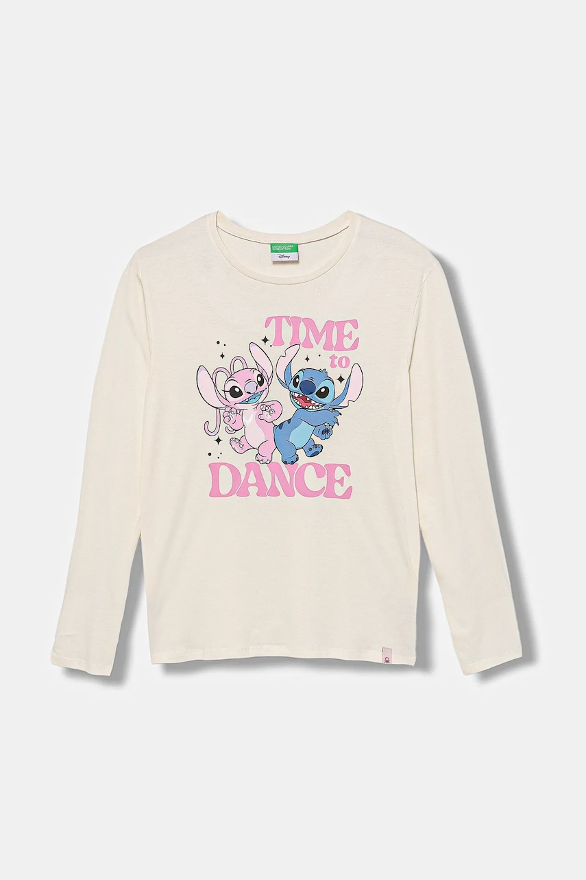 United Colors of Benetton longsleeve din bumbac pentru copii culoarea bej, 35RYC10Q7