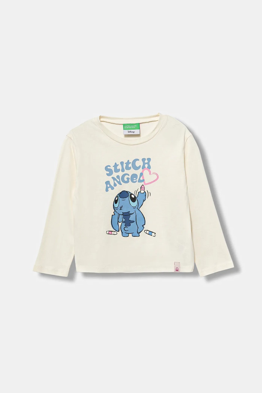 United Colors of Benetton longsleeve din bumbac pentru copii culoarea bej, 35RYG10KC
