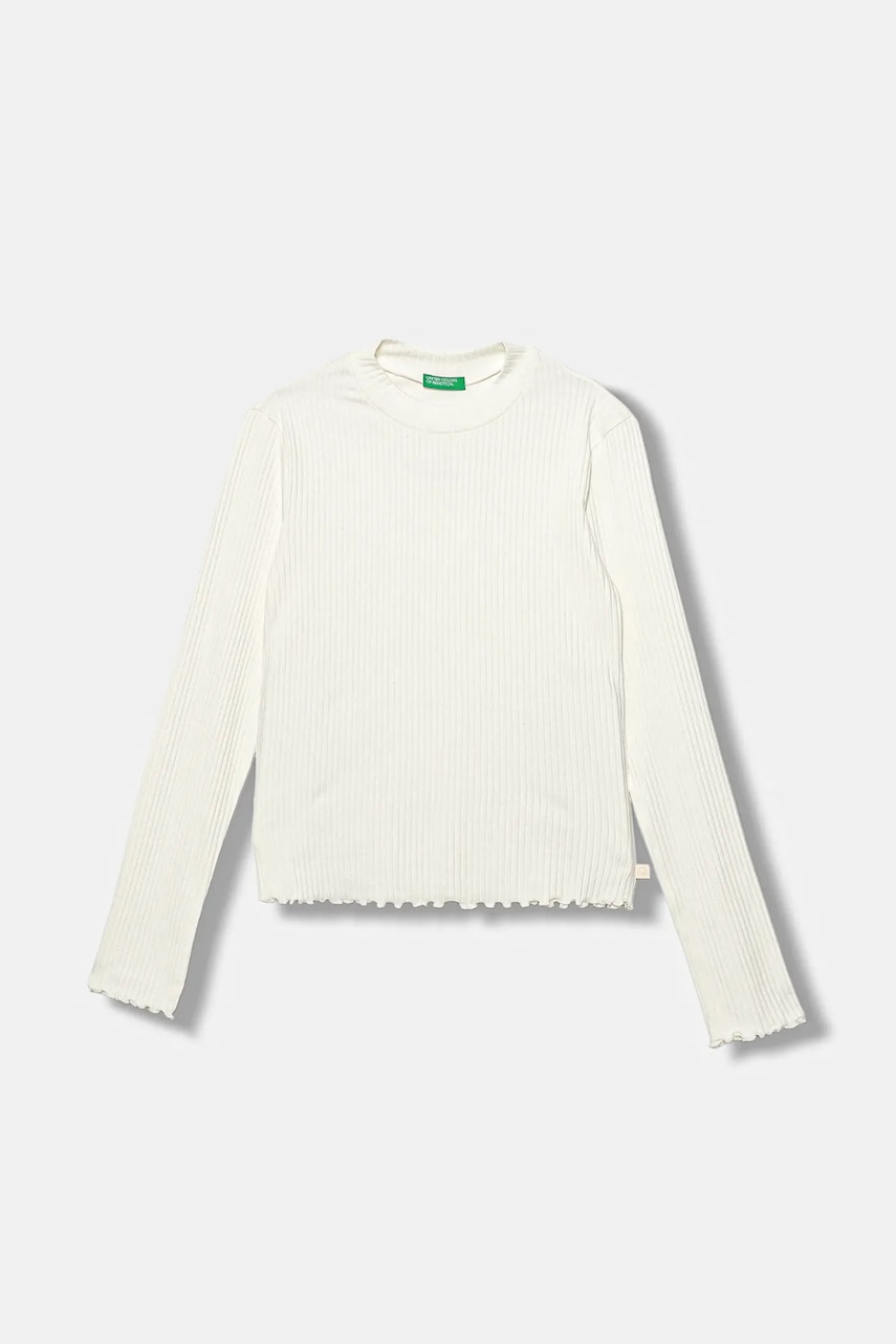 United Colors of Benetton longsleeve copii culoarea alb, 3F1AC203O