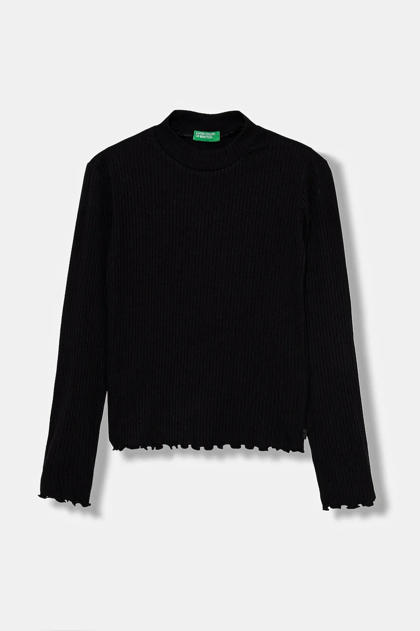 United Colors of Benetton longsleeve copii culoarea negru, 3F1AC203O