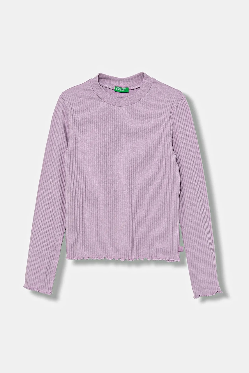 United Colors of Benetton longsleeve copii culoarea violet, 3F1AC203O