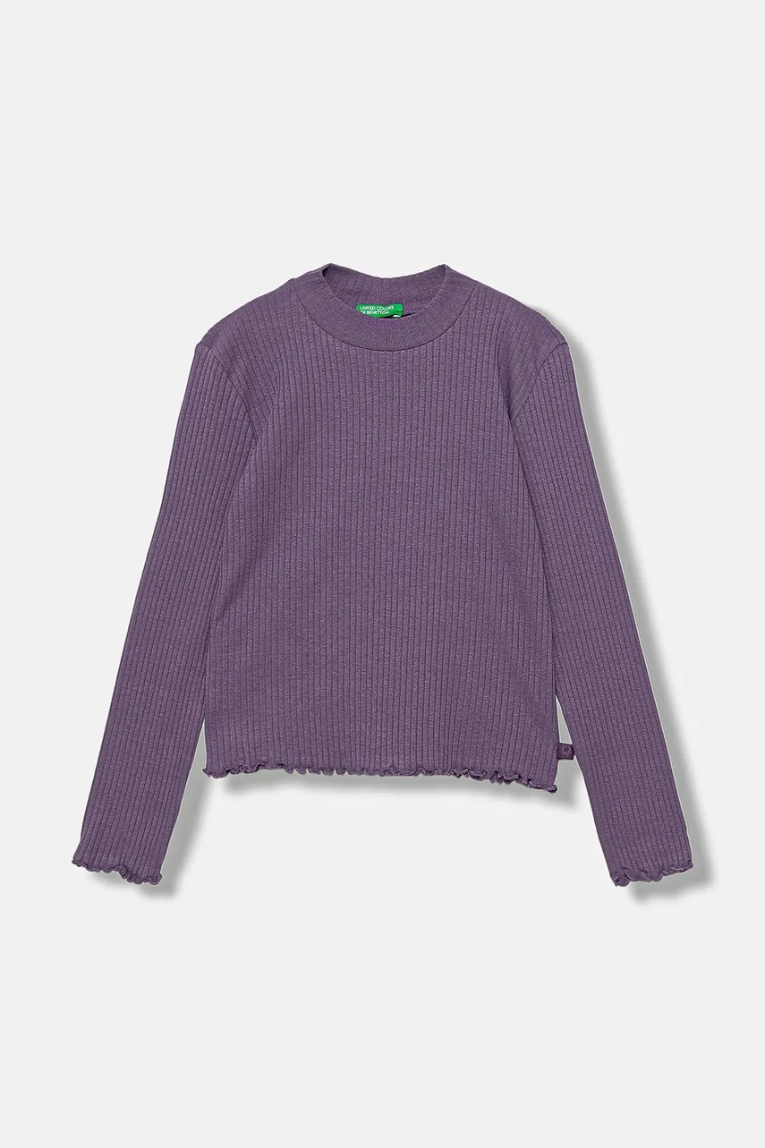 United Colors of Benetton longsleeve copii culoarea violet, 3F1AC203O