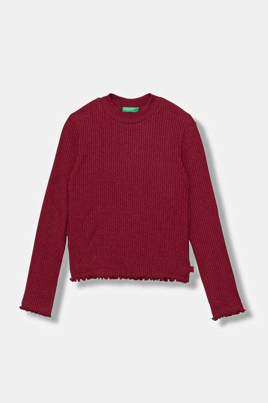 United Colors of Benetton longsleeve copii culoarea bordo, 3F1AC203O