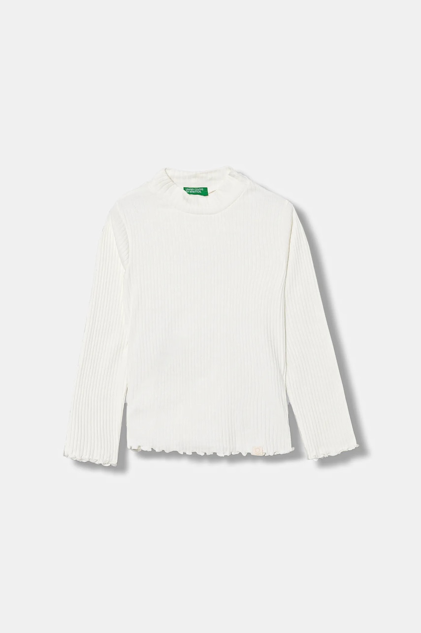 United Colors of Benetton longsleeve copii culoarea alb, 3F1AG10JT