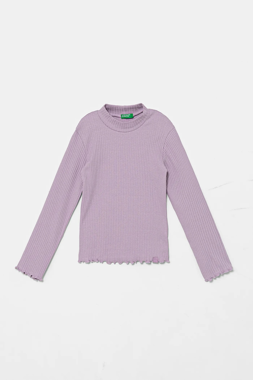 United Colors of Benetton longsleeve copii culoarea violet, 3F1AG10JT