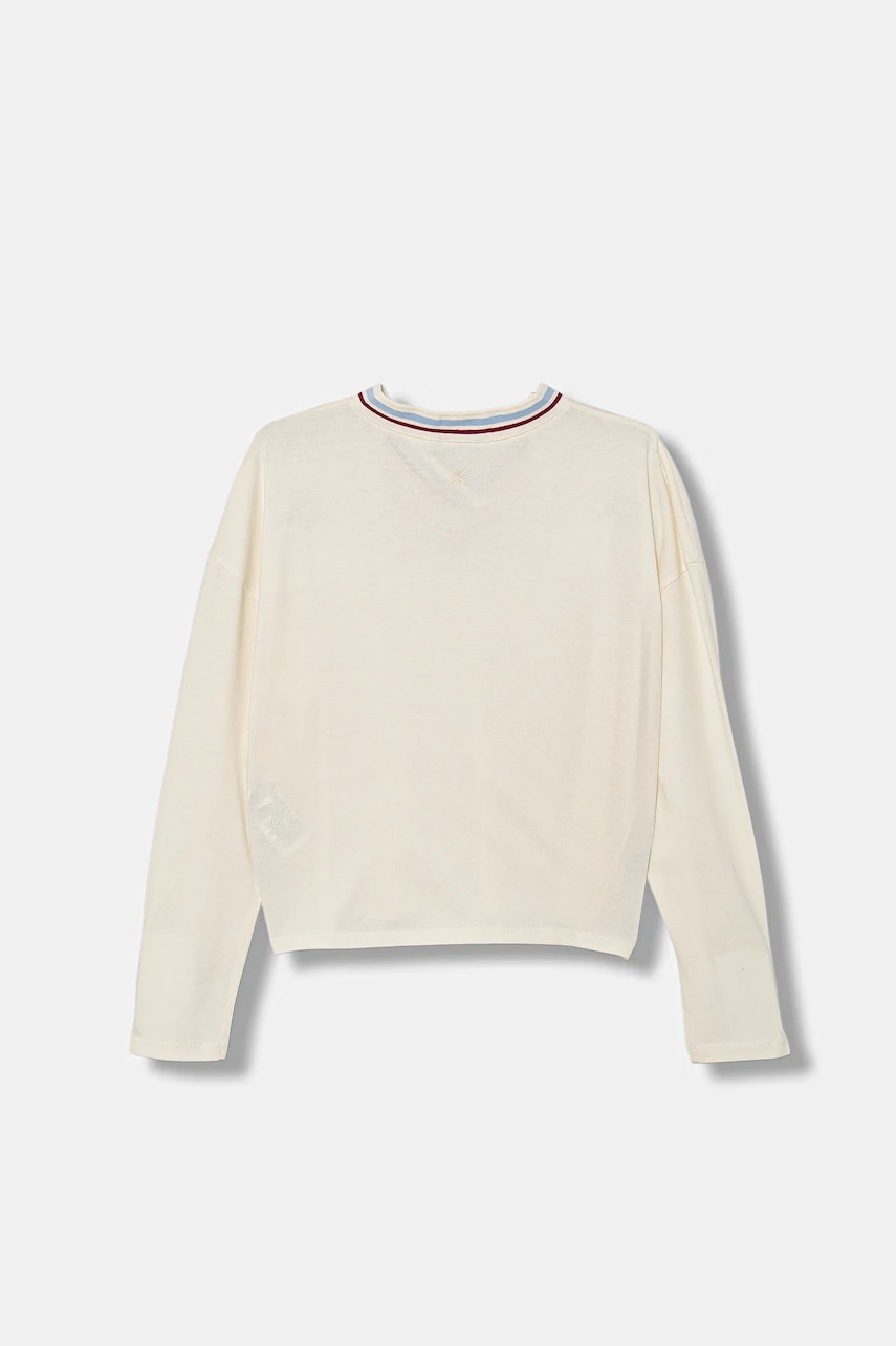 Хлопковый детский лонгслив United Colors of Benetton цвет бежевый 3I1XC400E Хлопковый детский лонгслив United Colors of Benetton цвет бежевый 3I1XC400E
