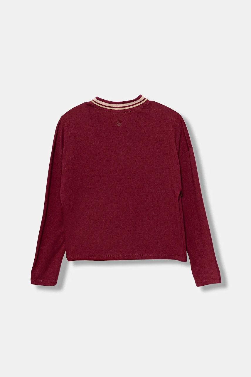 Хлопковый детский лонгслив United Colors of Benetton цвет бордовый 3I1XC400E Хлопковый детский лонгслив United Colors of Benetton цвет бордовый 3I1XC400E