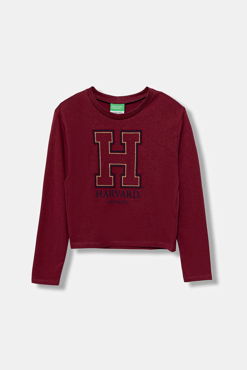 United Colors of Benetton longsleeve din bumbac pentru copii culoarea bordo, 3IVWC10PX