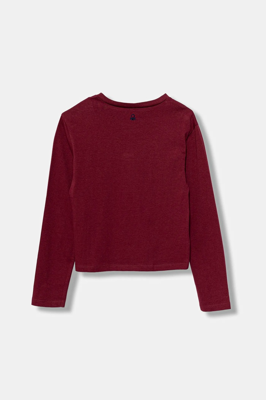 Хлопковый детский лонгслив United Colors of Benetton цвет бордовый 3IVWC10PX Хлопковый детский лонгслив United Colors of Benetton цвет бордовый 3IVWC10PX