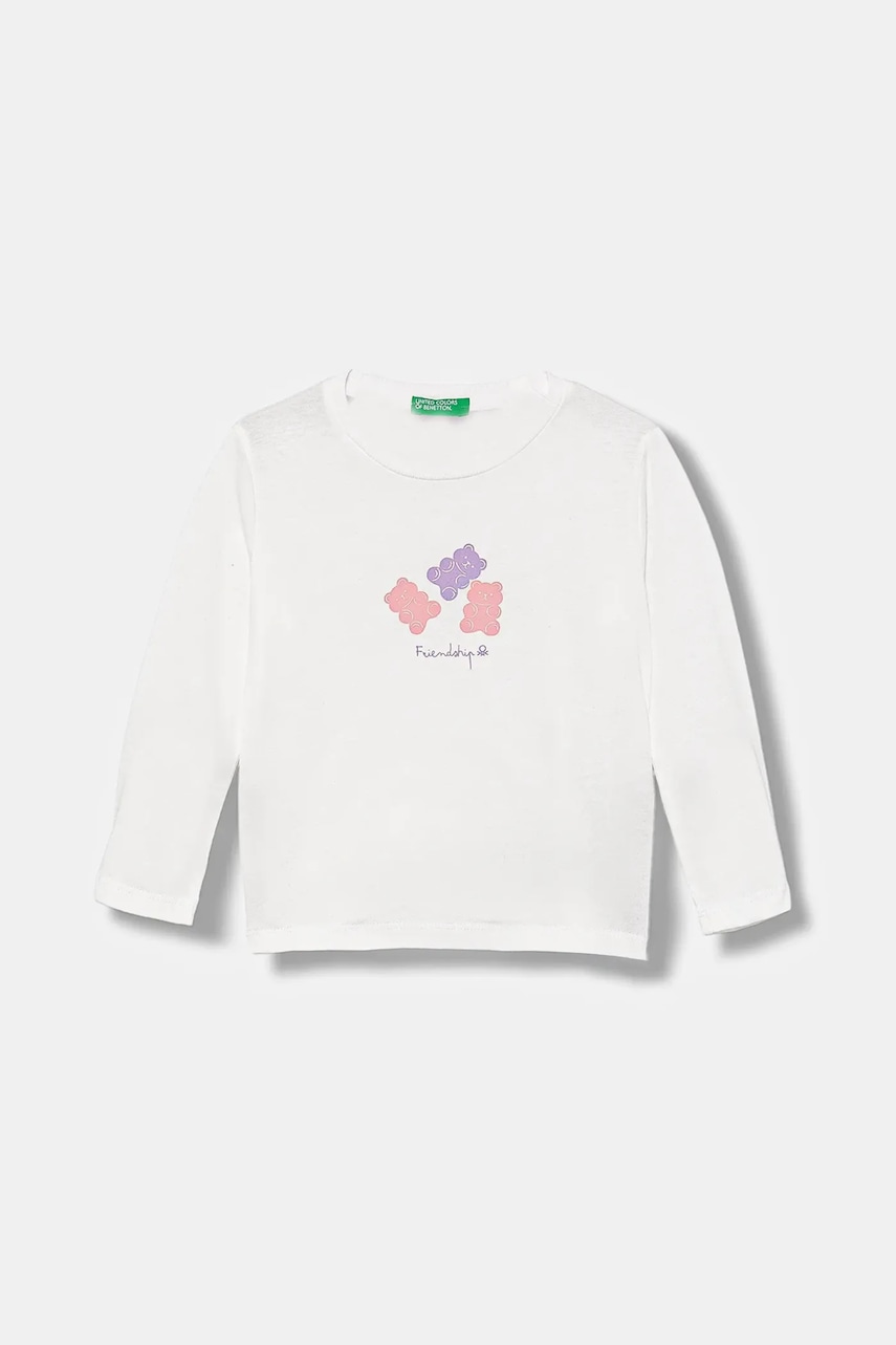 United Colors of Benetton longsleeve din bumbac pentru copii culoarea alb, 3JERG10KB