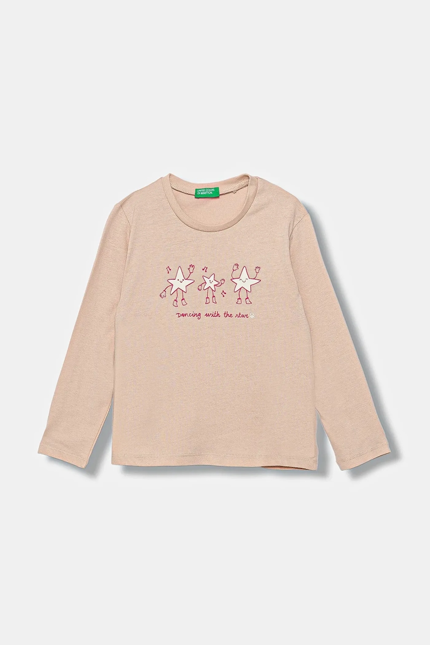 United Colors of Benetton longsleeve din bumbac pentru copii culoarea roz, 3JERG10KB