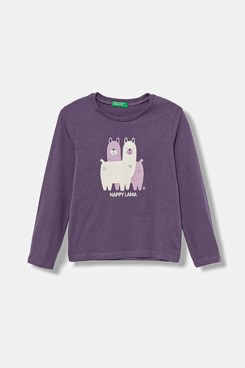 United Colors of Benetton longsleeve din bumbac pentru copii culoarea violet, 3JERG10KB