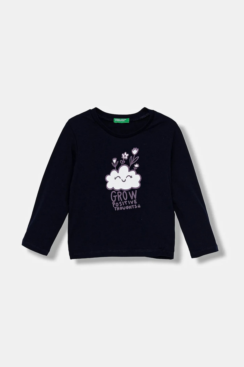 United Colors of Benetton longsleeve din bumbac pentru copii culoarea bleumarin, 3JERG10KB