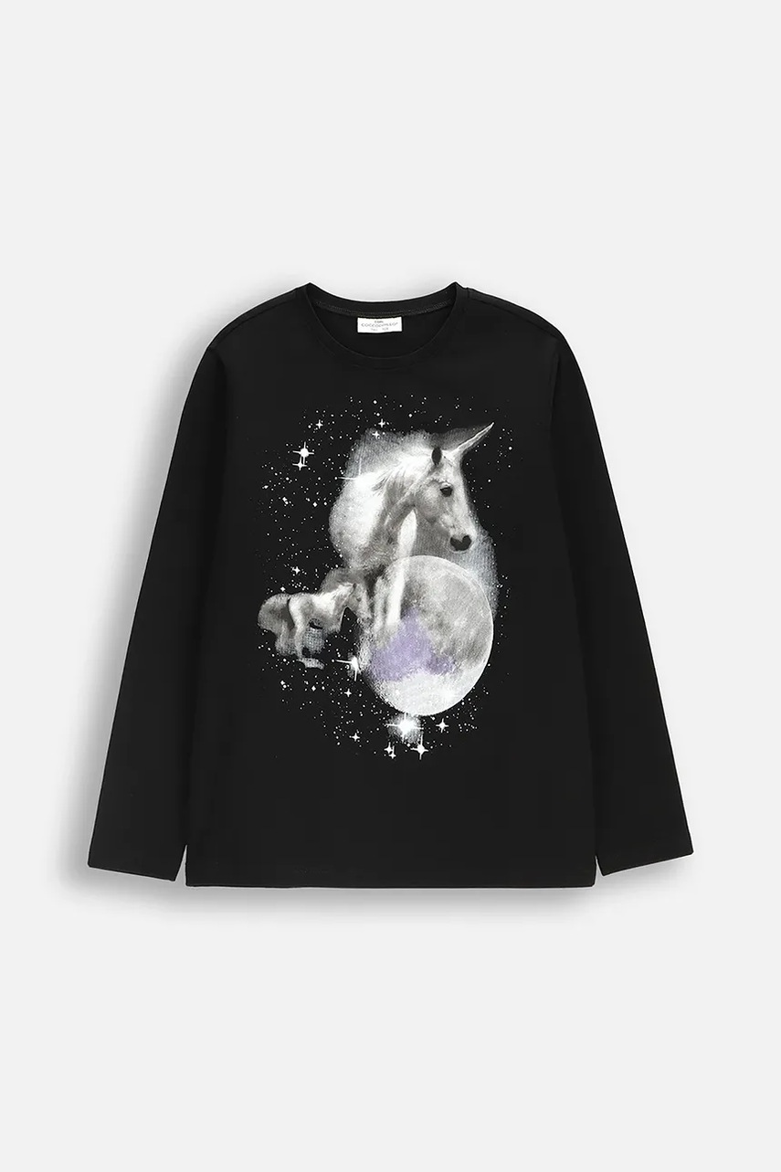 Coccodrillo longsleeve copii culoarea negru, EVERYDAY GIRL A
