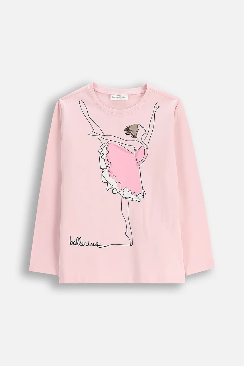Coccodrillo longsleeve copii culoarea roz, EVERYDAY GIRL A