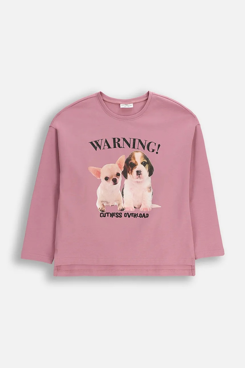 Coccodrillo longsleeve copii culoarea roz, CRAFT PUNK GIRL JUNIOR