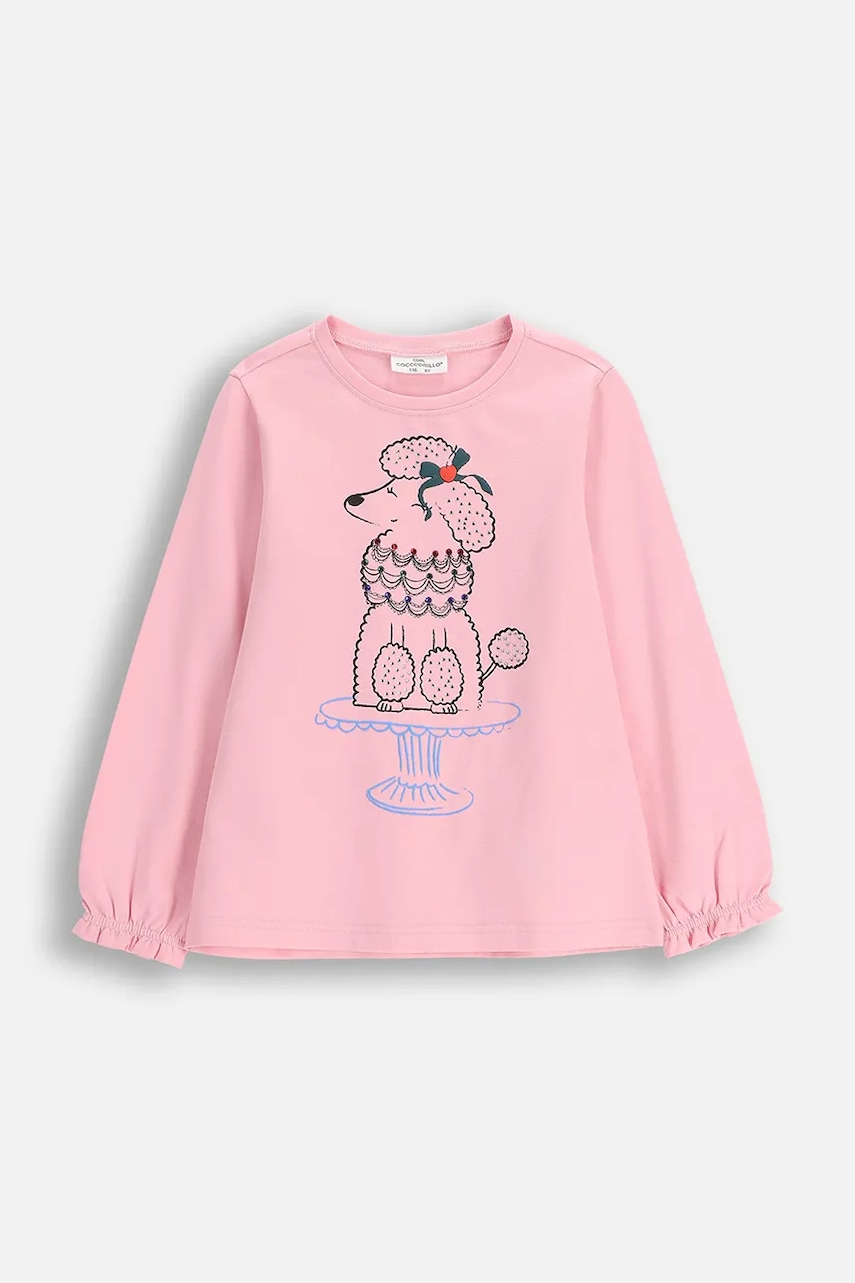 Coccodrillo longsleeve din bumbac pentru copii culoarea roz, FROSTING PUDDLE GIRL KIDS