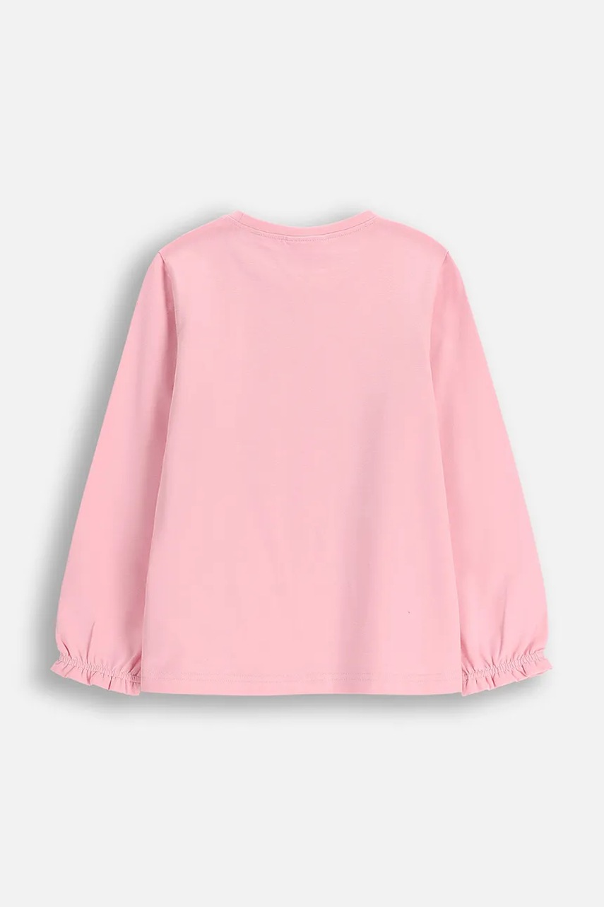 Хлопковый детский лонгслив Coccodrillo цвет розовый FROSTING PUDDLE GIRL KIDS