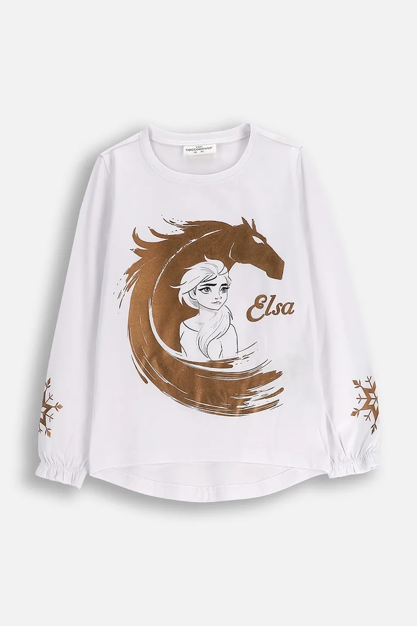 Coccodrillo longsleeve copii culoarea alb, LICENCE GIRL