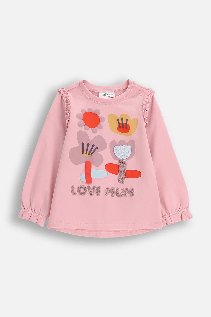 Coccodrillo longsleeve bebeluși culoarea roz, TEDDY BEAR GIRL NEWBORN
