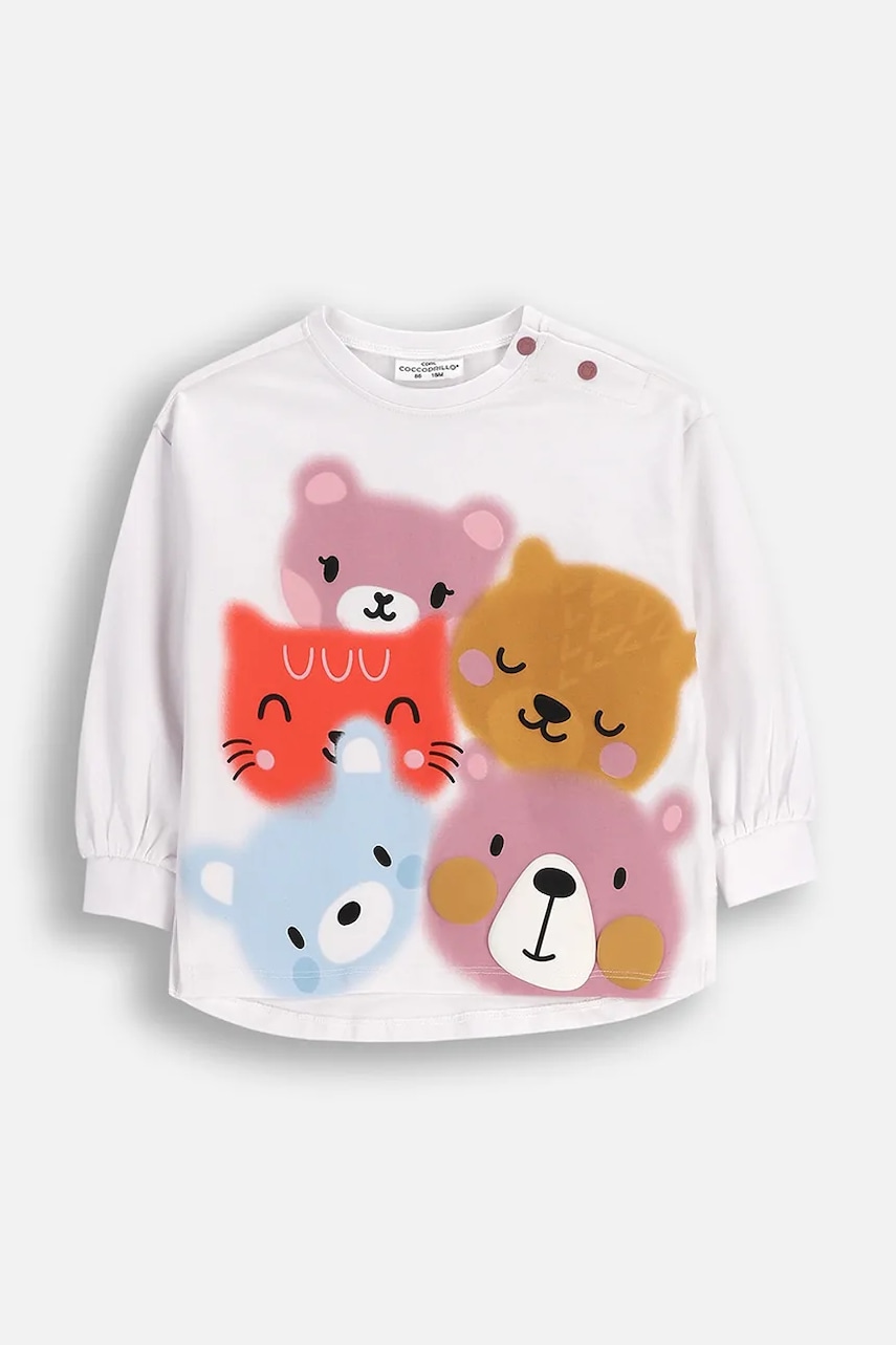 Coccodrillo tricou din bumbac pentru bebeluși culoarea alb, TEDDY BEAR GIRL NEWBORN