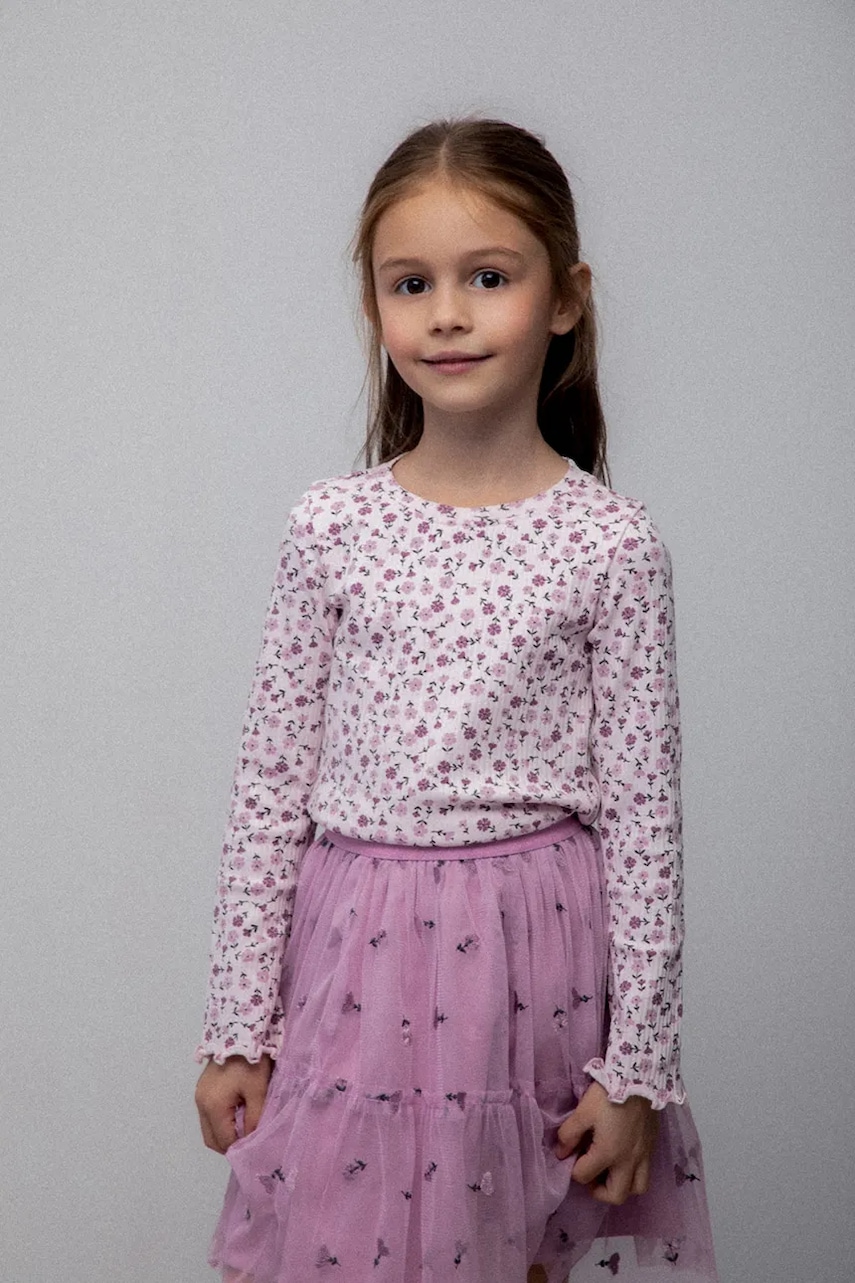 Coccodrillo longsleeve din bumbac culoarea roz, WINTER COSY GRIL KIDS