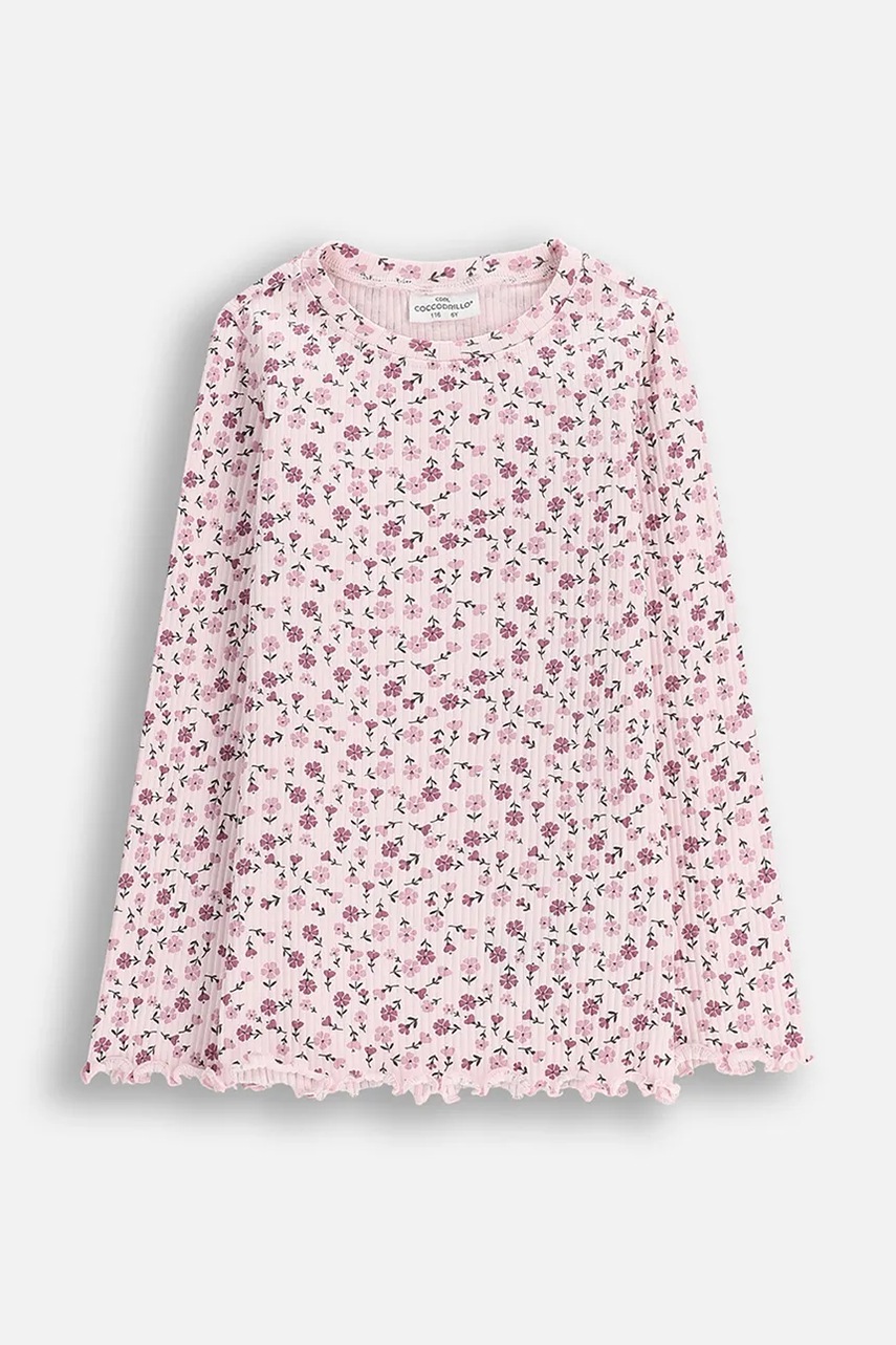 Хлопковый лонгслив Coccodrillo цвет розовый WINTER COSY GRIL KIDS