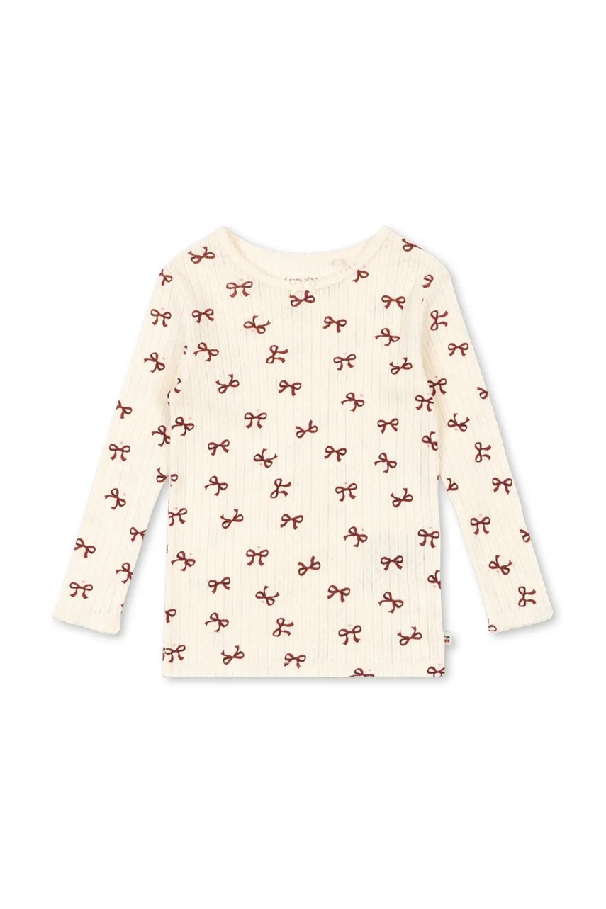 Konges Sløjd longsleeve din bumbac pentru copii MINNIE BLOUSE GOTS culoarea bej, KS104372