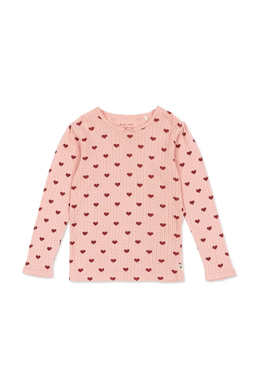 Konges Sløjd longsleeve din bumbac pentru copii MINNIE BLOUSE GOTS culoarea roz, KS104514