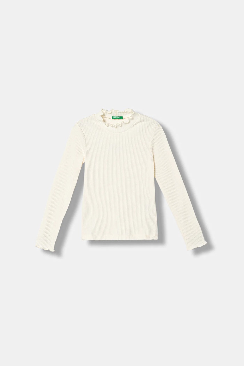 United Colors of Benetton longsleeve copii culoarea bej, cu turtleneck, 381PC10RC