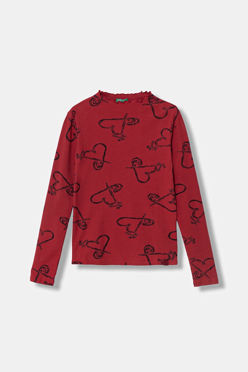 United Colors of Benetton longsleeve copii culoarea bordo, cu turtleneck, 39EMC10RE