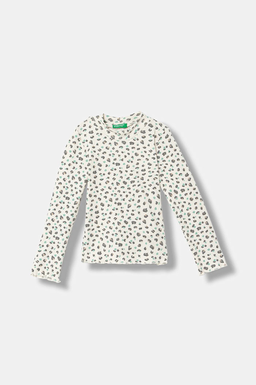 United Colors of Benetton longsleeve copii culoarea bej, cu turtleneck, 39EMG10LA