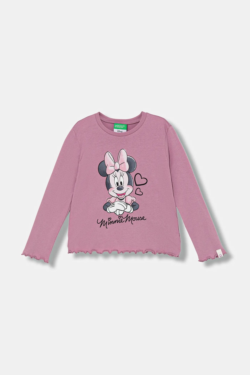 United Colors of Benetton longsleeve din bumbac pentru copii culoarea roz, 3ATNG10L2