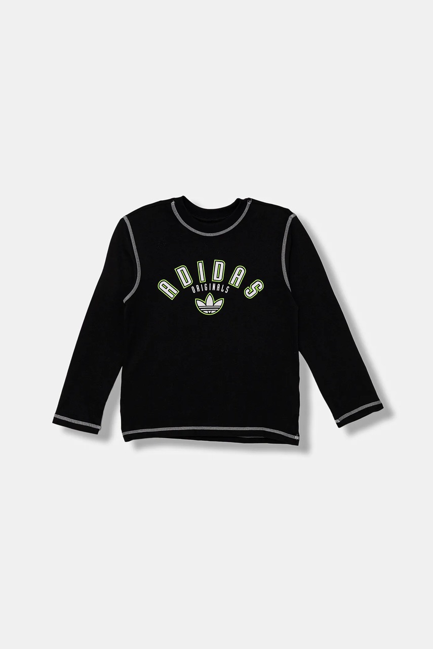 Хлопковый детский лонгслив adidas Originals цвет чёрный с принтом JX5270 Хлопковый детский лонгслив adidas Originals цвет чёрный с принтом JX5270