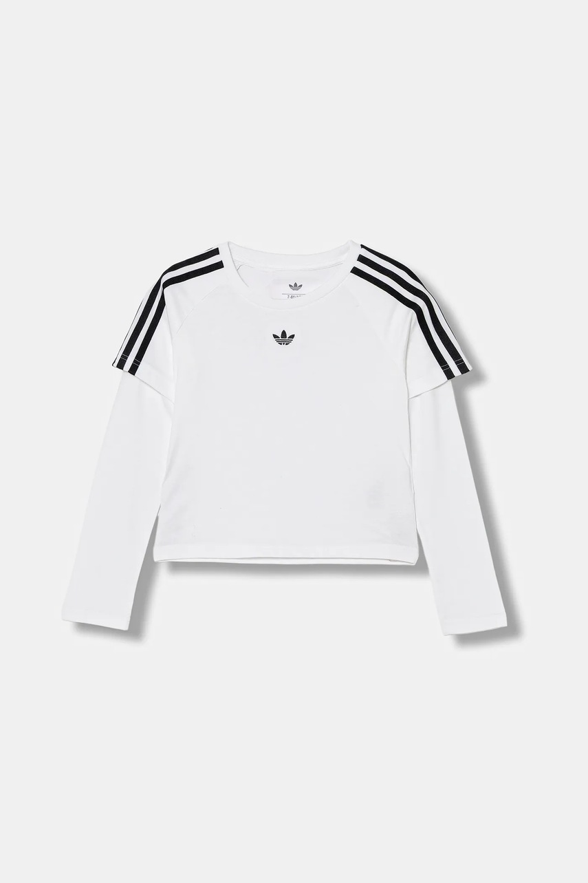 Хлопковый детский лонгслив adidas Originals цвет белый с аппликацией JV7799 Хлопковый детский лонгслив adidas Originals цвет белый с аппликацией JV7799