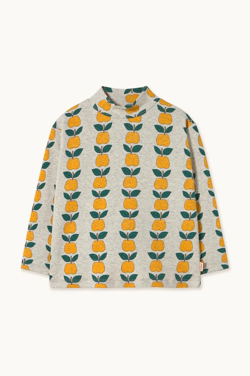 Детский лонгслив Tinycottons APPLES RIB MOCKNECK цвет бежевый узор AW25-238 Детский лонгслив Tinycottons APPLES RIB MOCKNECK цвет бежевый узор AW25-238