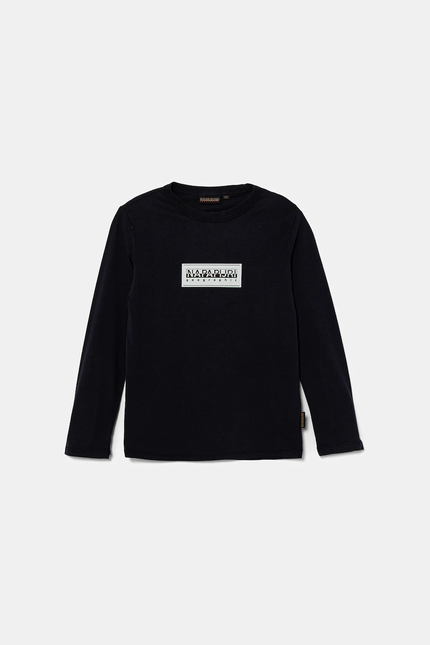 Napapijri longsleeve din bumbac pentru copii S-CHAMOIS culoarea bleumarin, cu imprimeu, NP0A4HYK1761