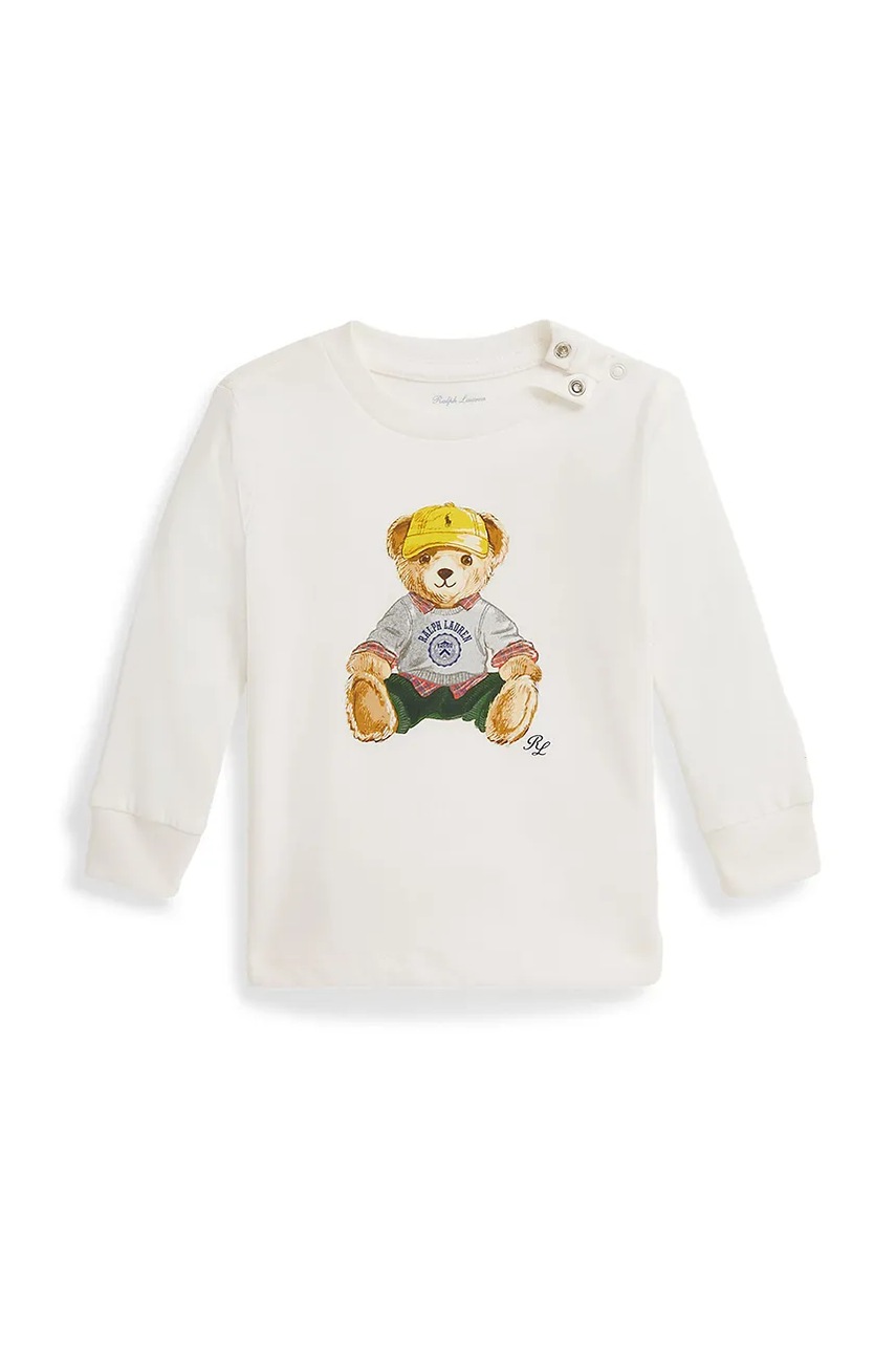 Levně Dětské bavlněné tričko s dlouhým rukávem Polo Ralph Lauren bílá barva, s potiskem, 320P00513001