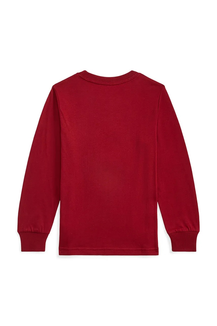 Хлопковый детский лонгслив Polo Ralph Lauren цвет красный с принтом 322981265001 Хлопковый детский лонгслив Polo Ralph Lauren цвет красный с принтом 322981265001