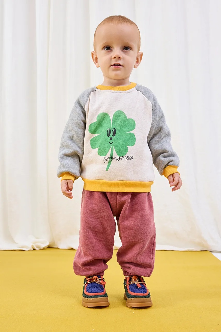 Levně Dětské bavlněné tričko s dlouhým rukávem Bobo Choses Lucky Clover bílá barva, s potiskem, 225AB041