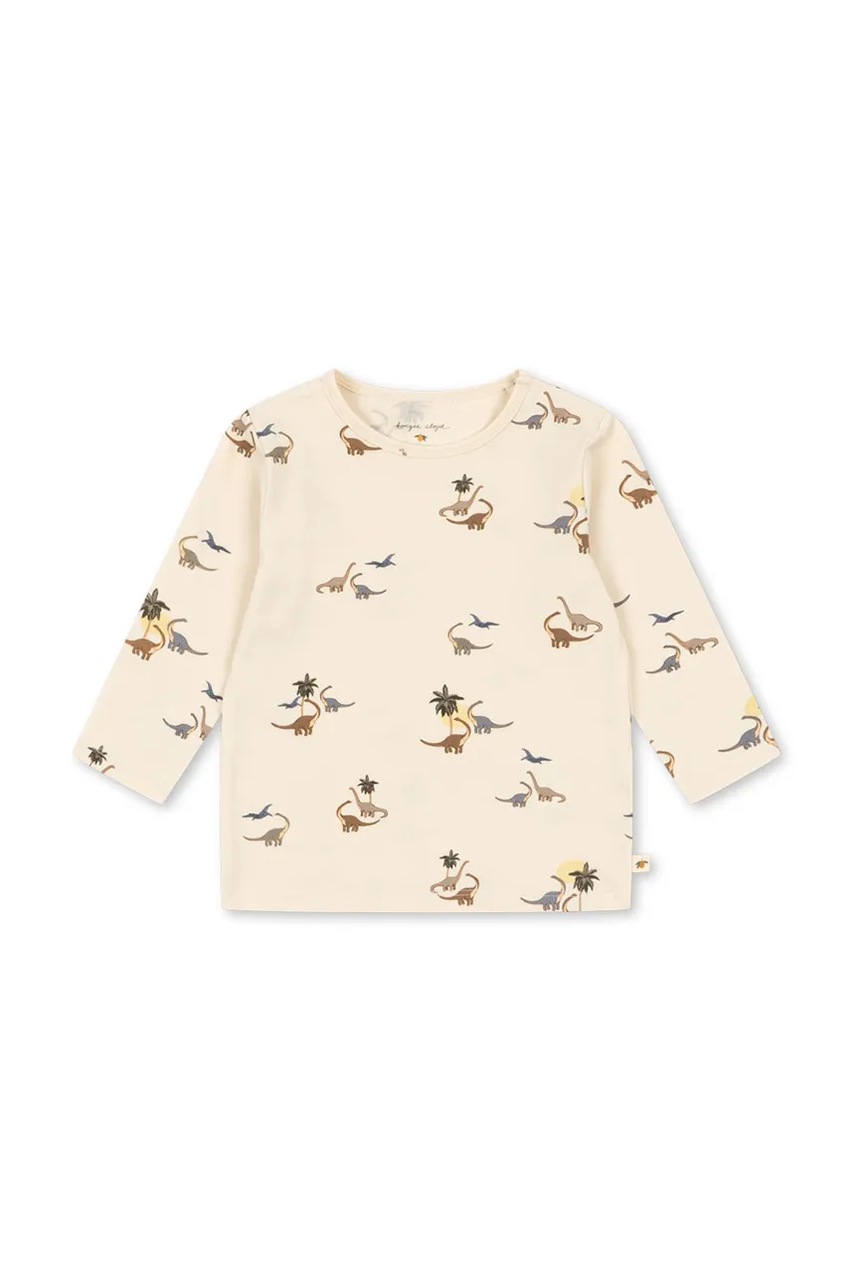 Levně Kojenecké tričko s dlouhým rukávem Konges Sløjd BASIC BLOUSE GOTS béžová barva, KS103701