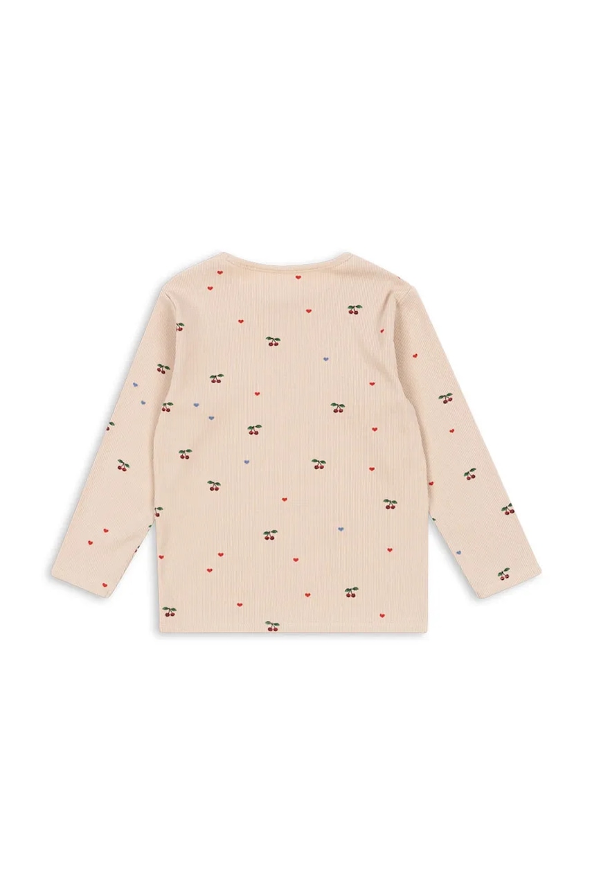 Хлопковый детский лонгслив Konges Sløjd ELLA LS TEE GOTS цвет бежевый узор KS103799 Хлопковый детский лонгслив Konges Sløjd ELLA LS TEE GOTS цвет бежевый узор KS103799