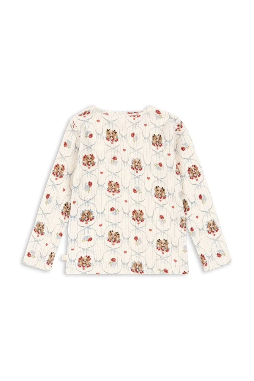 Хлопковый детский лонгслив Konges Sløjd MINNIE BLOUSE GOTS цвет бежевый с принтом KS103915 Хлопковый детский лонгслив Konges Sløjd MINNIE BLOUSE GOTS цвет бежевый с принтом KS103915