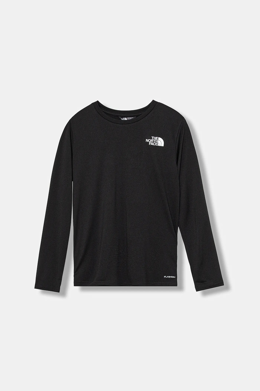 The North Face longsleeve copii TEEN 24/7 LS TEE culoarea negru, cu imprimeu, NF0A8EB8JK31