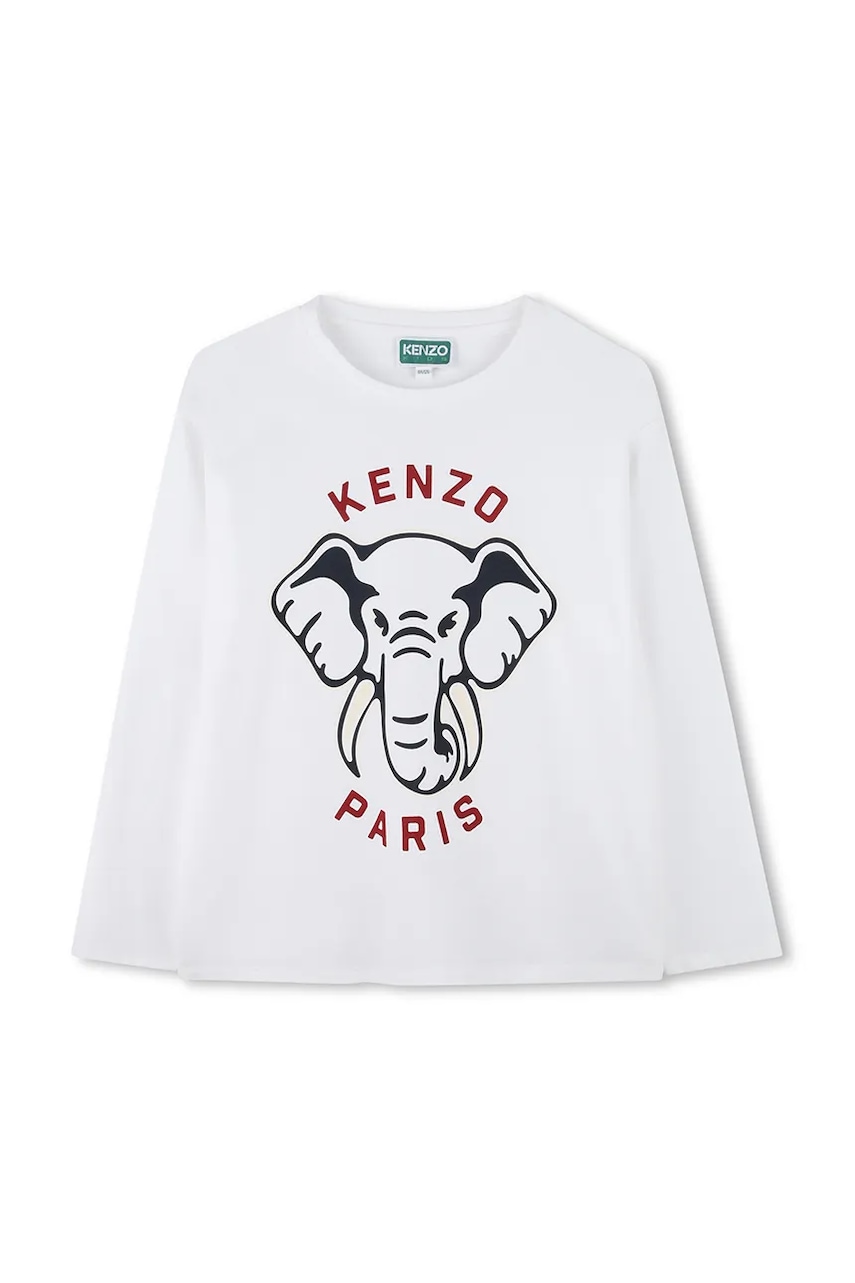 Kenzo Kids longsleeve din bumbac pentru copii culoarea alb, cu imprimeu, K61493