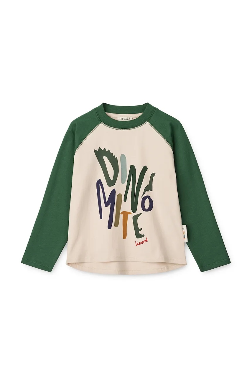 Хлопковый детский лонгслив Liewood Ellington Placement T-shirt цвет бежевый узор LW20083 Хлопковый детский лонгслив Liewood Ellington Placement T-shirt цвет бежевый узор LW20083