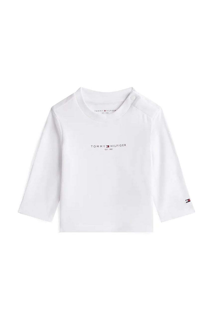 Levně Kojenecké tričko s dlouhým rukávem s bavlnou Tommy Hilfiger bílá barva, s potiskem, KN0KN02058