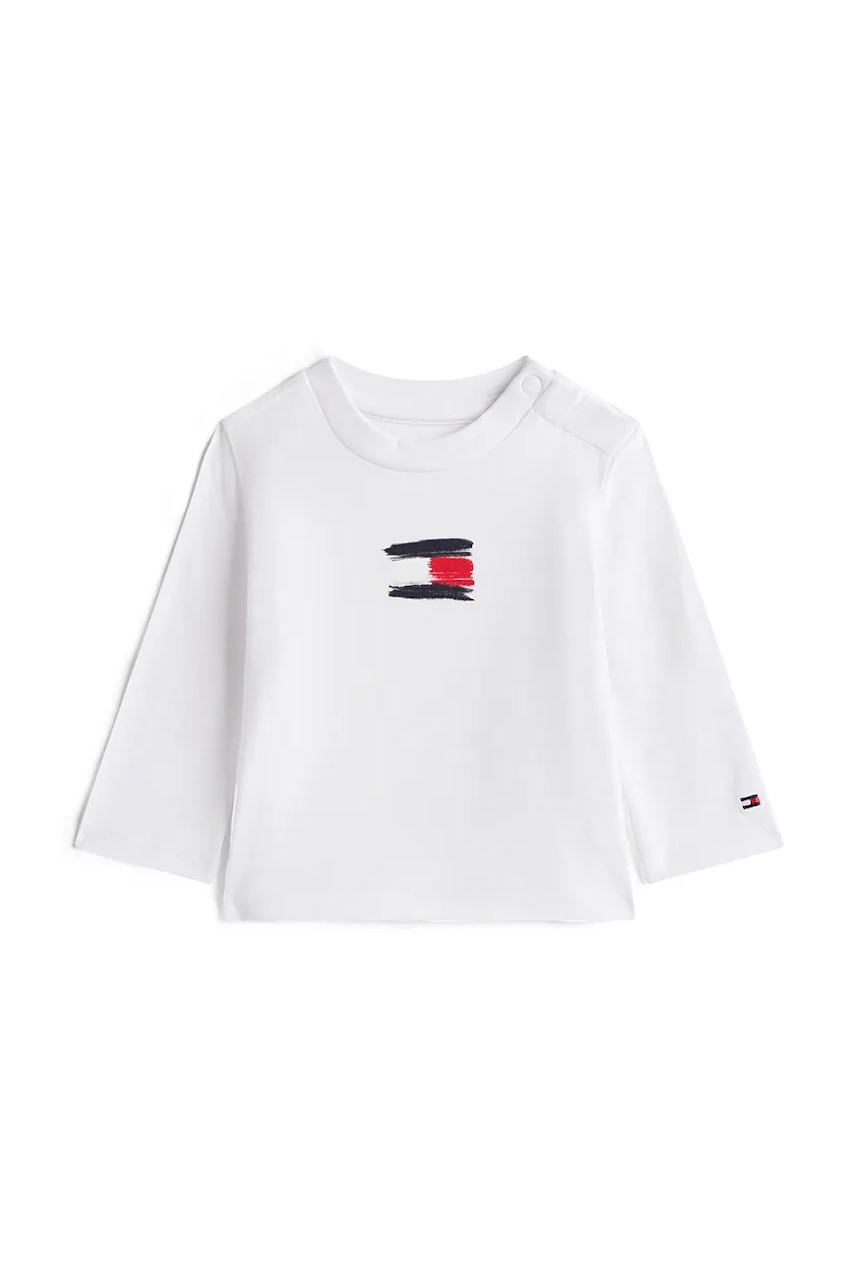 Levně Kojenecké tričko s dlouhým rukávem Tommy Hilfiger bílá barva, s potiskem, KN0KN02128