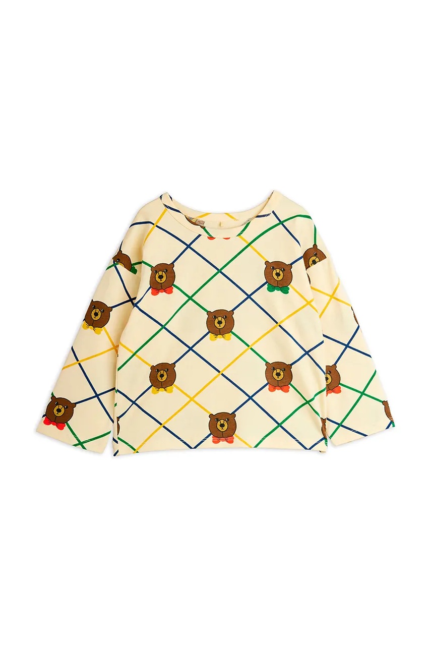 Levně Dětské tričko s dlouhým rukávem s bavlnou Mini Rodini Bear béžová barva, 25720149